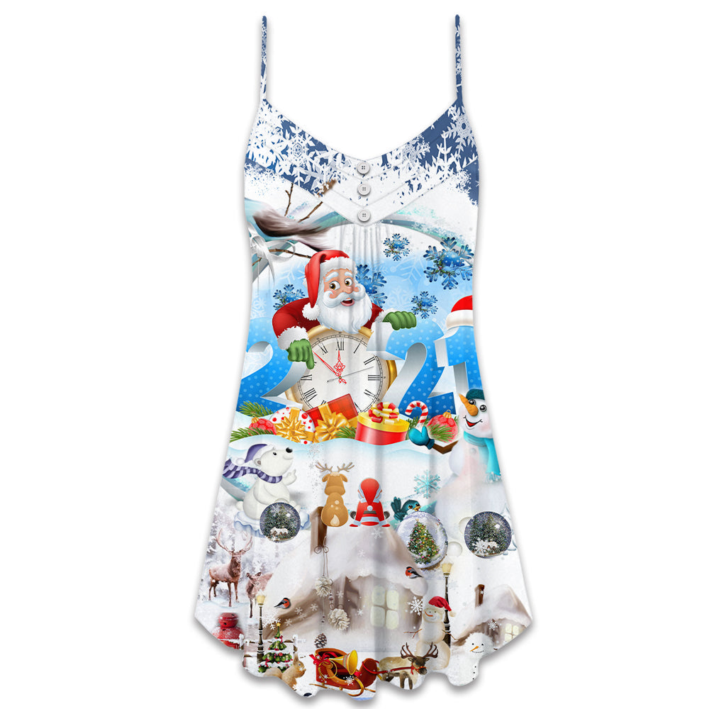 Christmas Sparkling New Year – Women's Summer Sleeveless V-Neck Camisole Dress