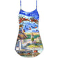 Lighthouse Santa Through Storm – Women's Summer Sleeveless V-Neck Camisole Dress