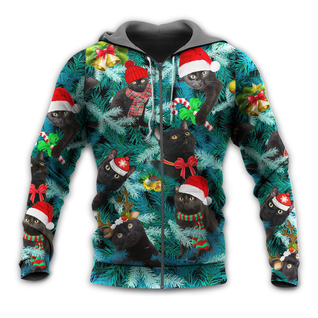 Christmas Black Cat Jolly Mood - 3D Hoodie