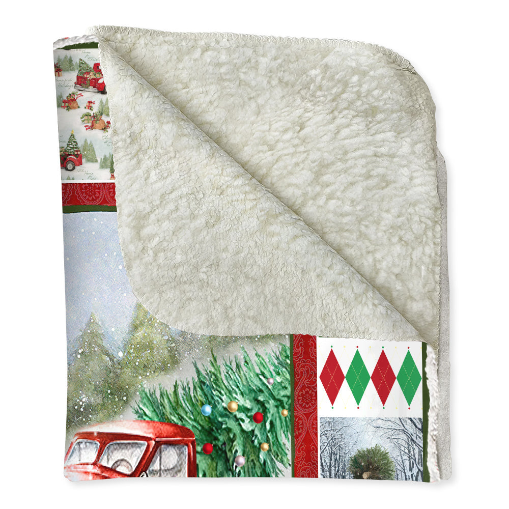 Cardinal Red Truck Christmas Flannel Blanket For Relaxing At Home And Travel