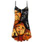 Halloween Skull Pumpkin Scary – Women's Summer Sleeveless V-Neck Camisole Dress
