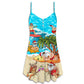 Santa Beach Chill Holiday – Women's Summer Sleeveless V-Neck Camisole Dress