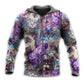 Psychedelic Cat Purple Art Style - 3D Hoodie