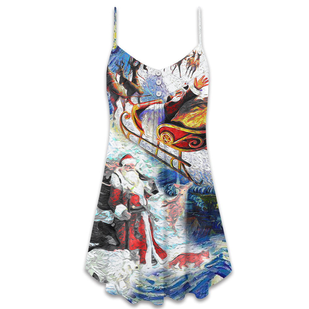 Christmas Friendly Santa With Animals – Women's Summer Sleeveless V-Neck Camisole Dress