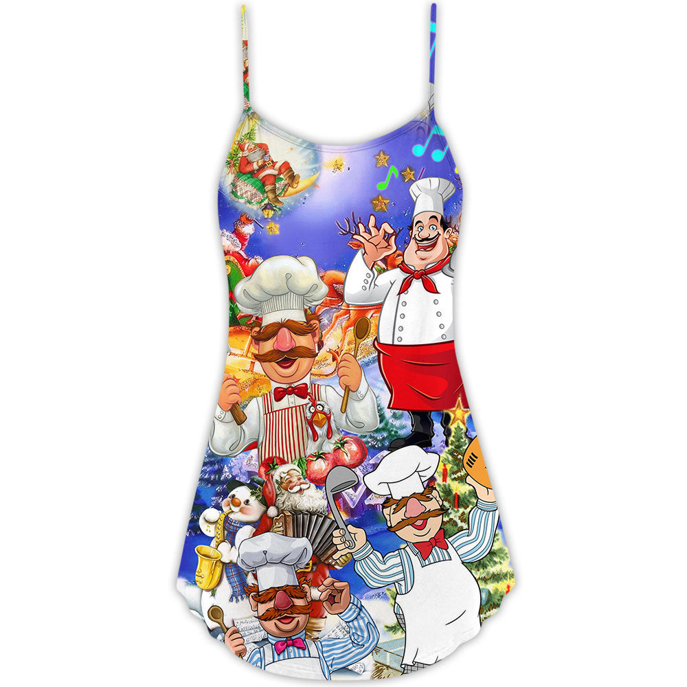 Funny Chef Food Quote Christmas – Women's Summer Sleeveless V-Neck Camisole Dress