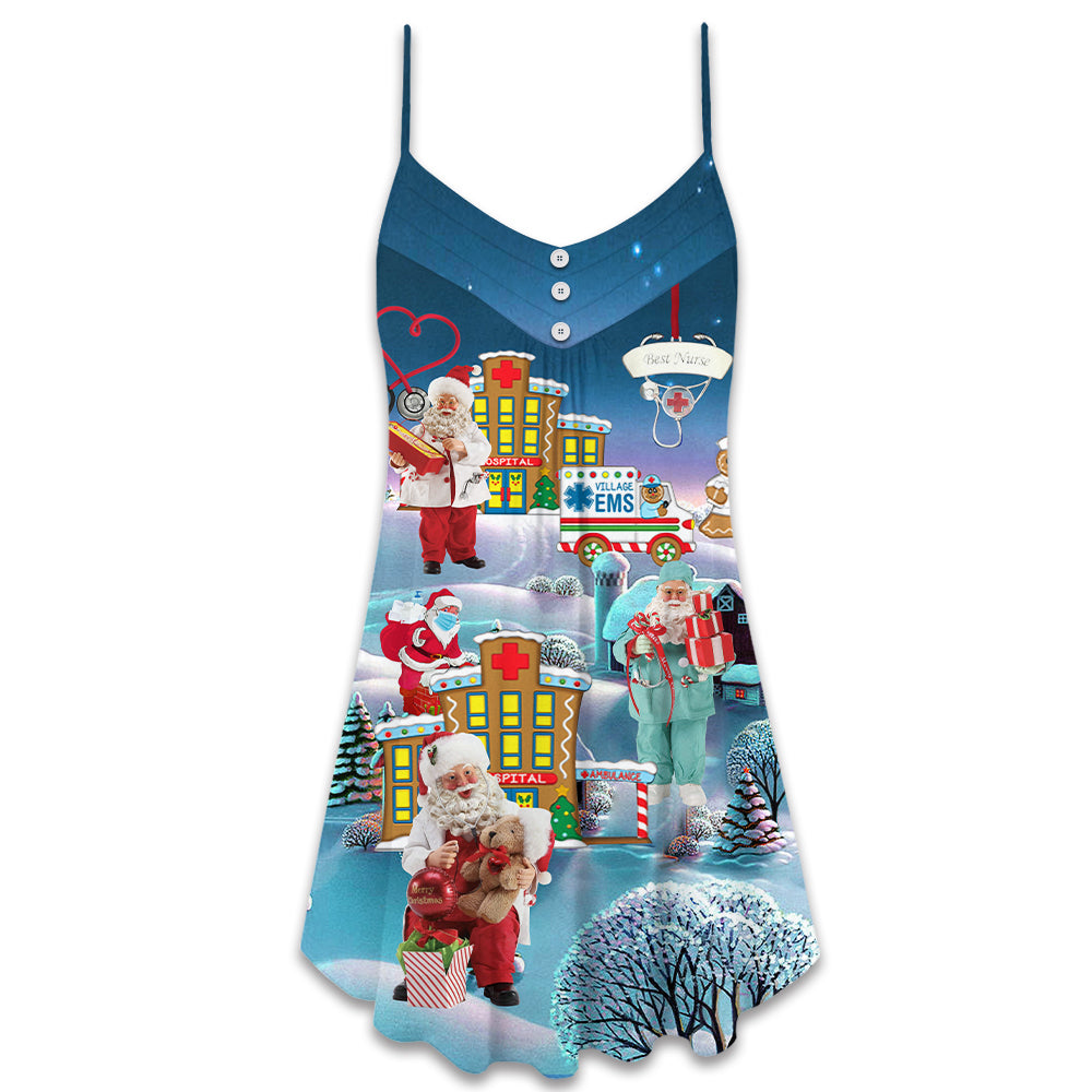 Christmas Healthcare Heroes Santa – Women's Summer Sleeveless V-Neck Camisole Dress