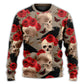Gothic Skull Rose And Raven Art – Sweater - Ugly Christmas Sweater