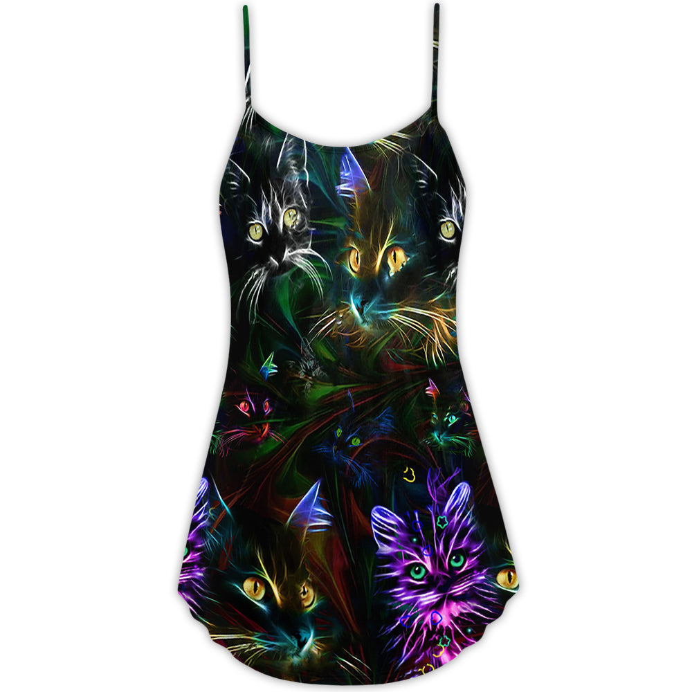 Lovely Cat Dont Care – Women's Summer Sleeveless V-Neck Camisole Dress