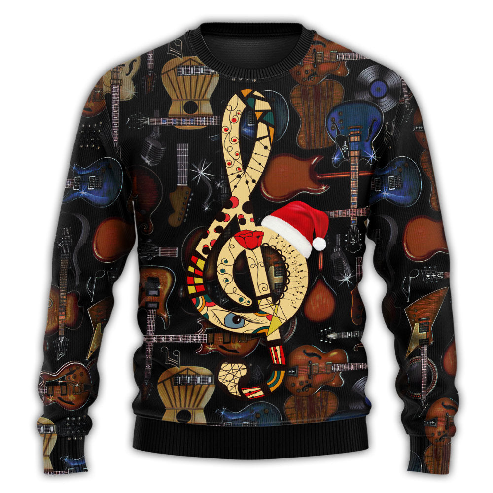 Christmas Guitar Happiness Santa Hat – Sweater - Ugly Christmas Sweater