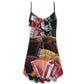 Accordion Gentleman Music Quote – Women's Summer Sleeveless V-Neck Camisole Dress