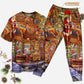 Christmas Santa And Happiness - Pajamas Short Sleeve - Owls Matrix LTD