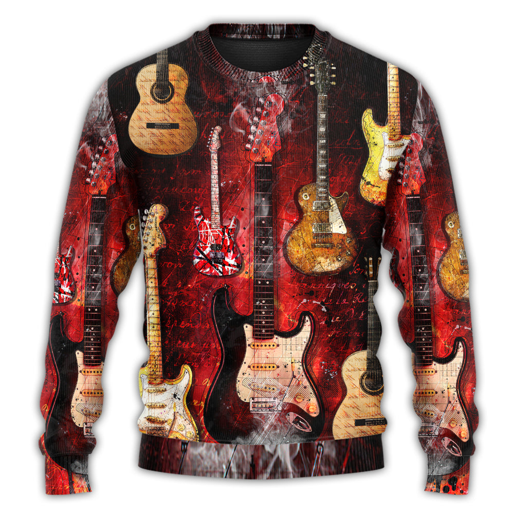 Halloween Abstract Guitar Art Style – Sweater - Ugly Christmas Sweater