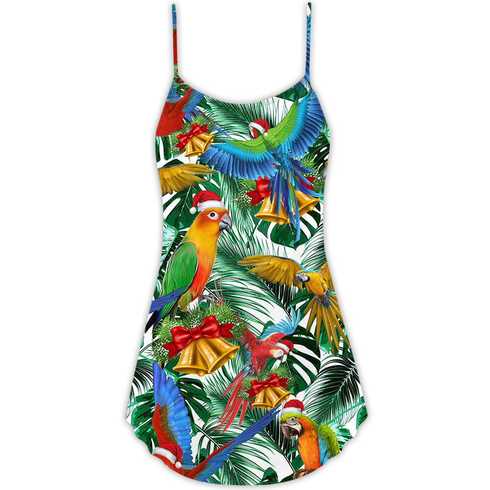 Christmas Parrot Tropical Love – Women's Summer Sleeveless V-Neck Camisole Dress