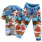 Christmas Santa And Snowman Best Friends - Pajamas Short Sleeve - Owls Matrix LTD