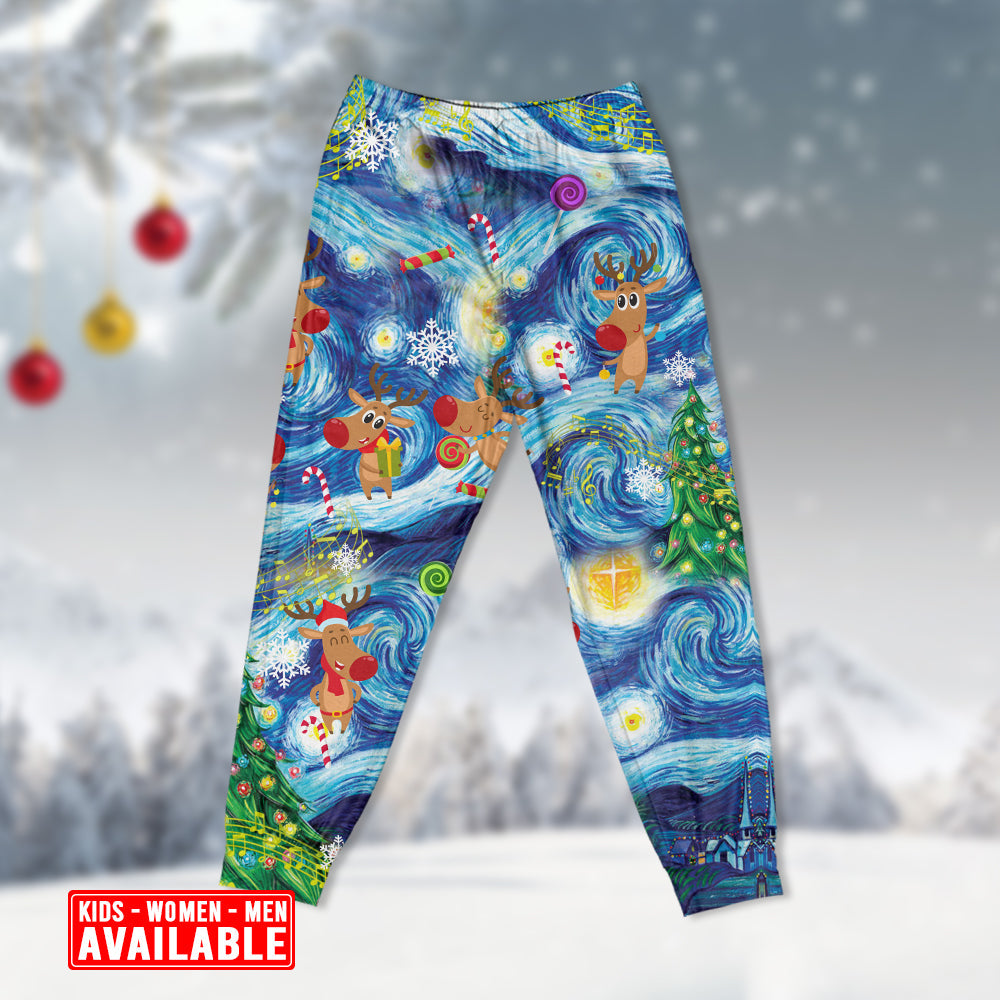 Christmas Dancing Reindeers Happy - Pajamas Long Sleeve - Owls Matrix LTD