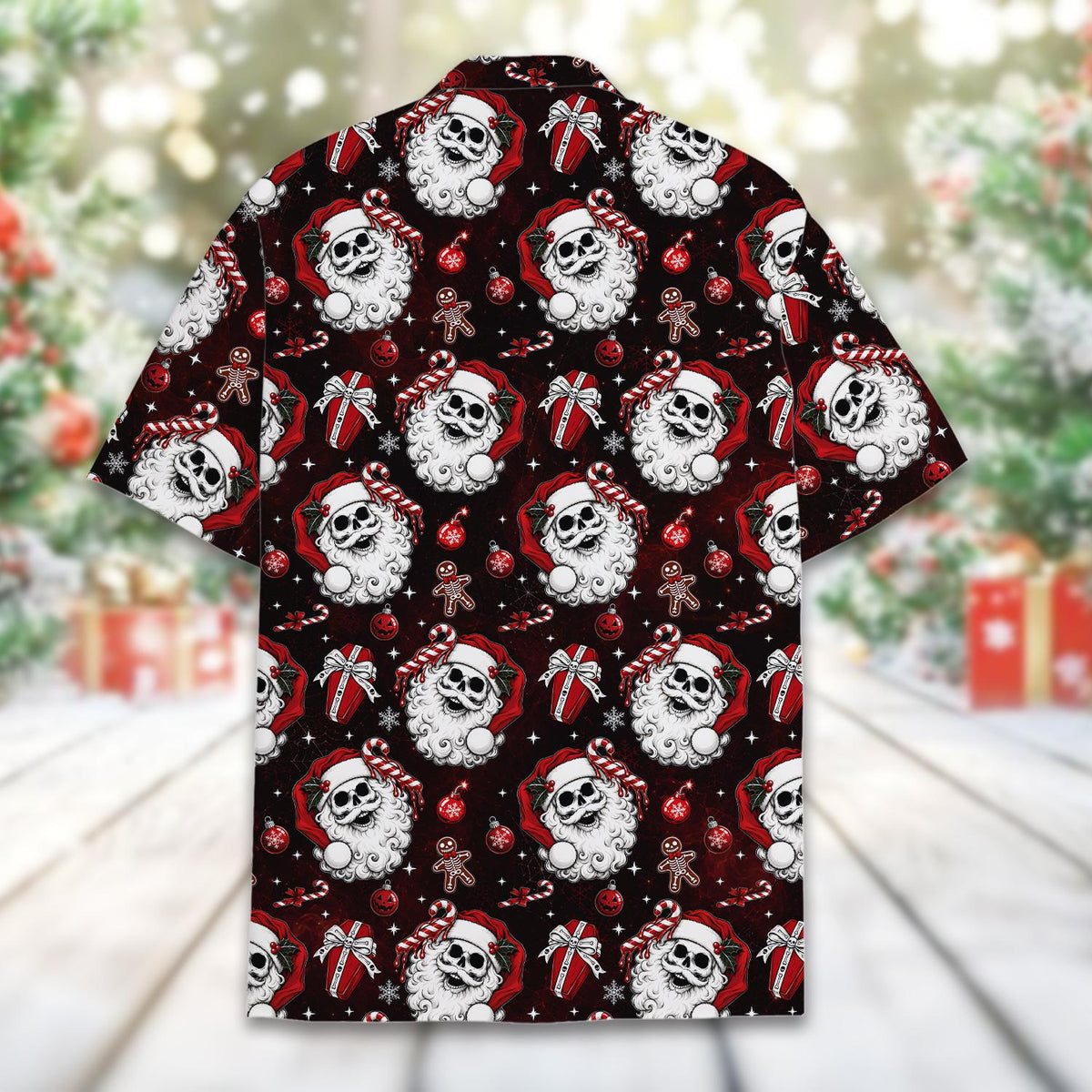 Skeleton Santa Spooky Gothic Christmas – Hawaiian Shirt