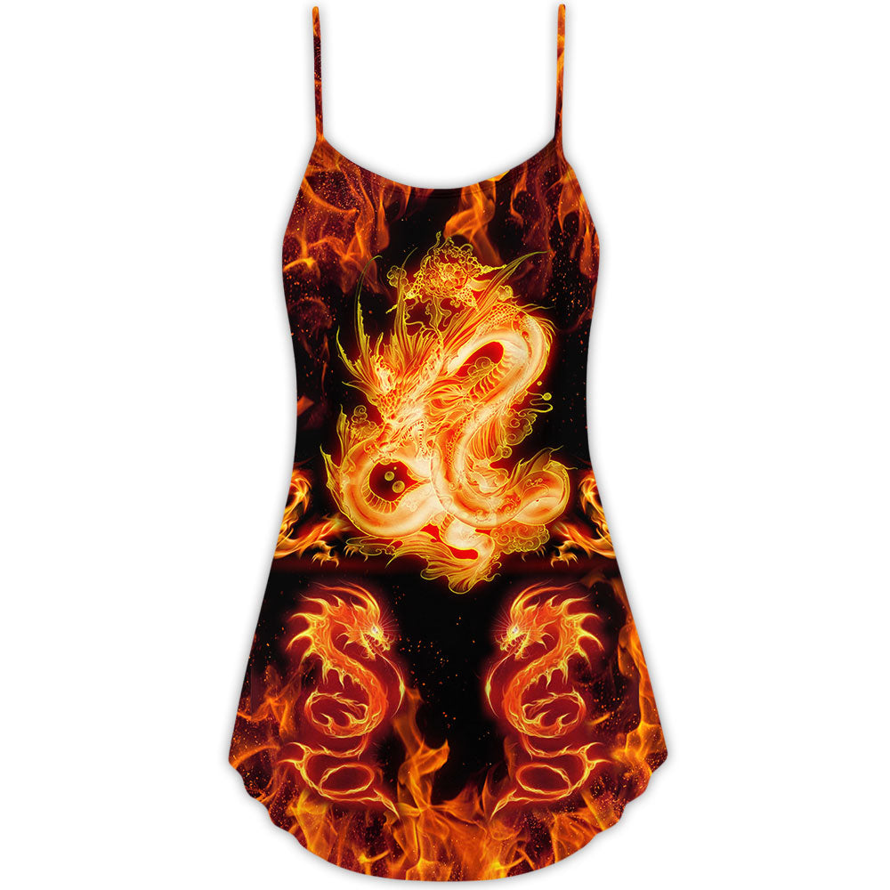 Dragon Fireball Fantasy – Women's Summer Sleeveless V-Neck Camisole Dress