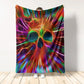 Skull Rainbow Color Love Flannel Blanket For Soft Bed Couch And Home Comfort