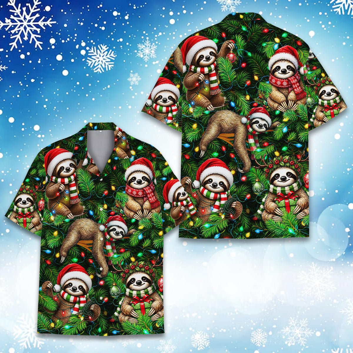 Christmas Santa Sloth Cute Holiday – Hawaiian Shirt