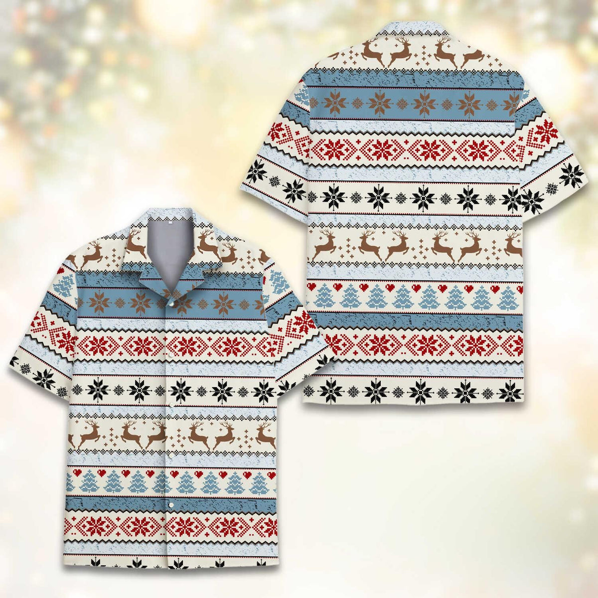 Reindeer Christmas Nordic Snowflake Tree Ugly Sweater – Hawaiian Shirt