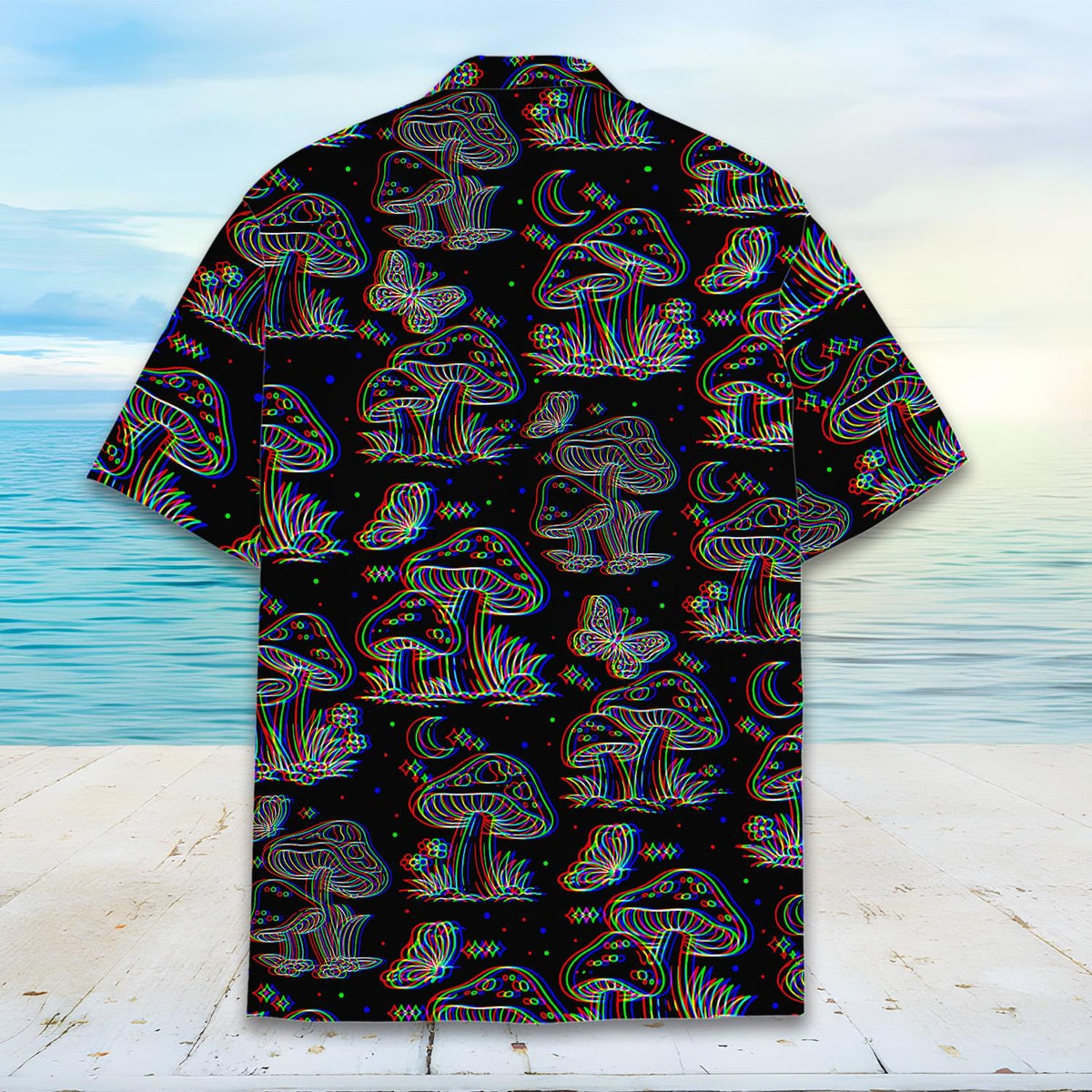 Trippy Mushroom Butterfly Psychedelic Glitch Festival – Hawaiian Shirt