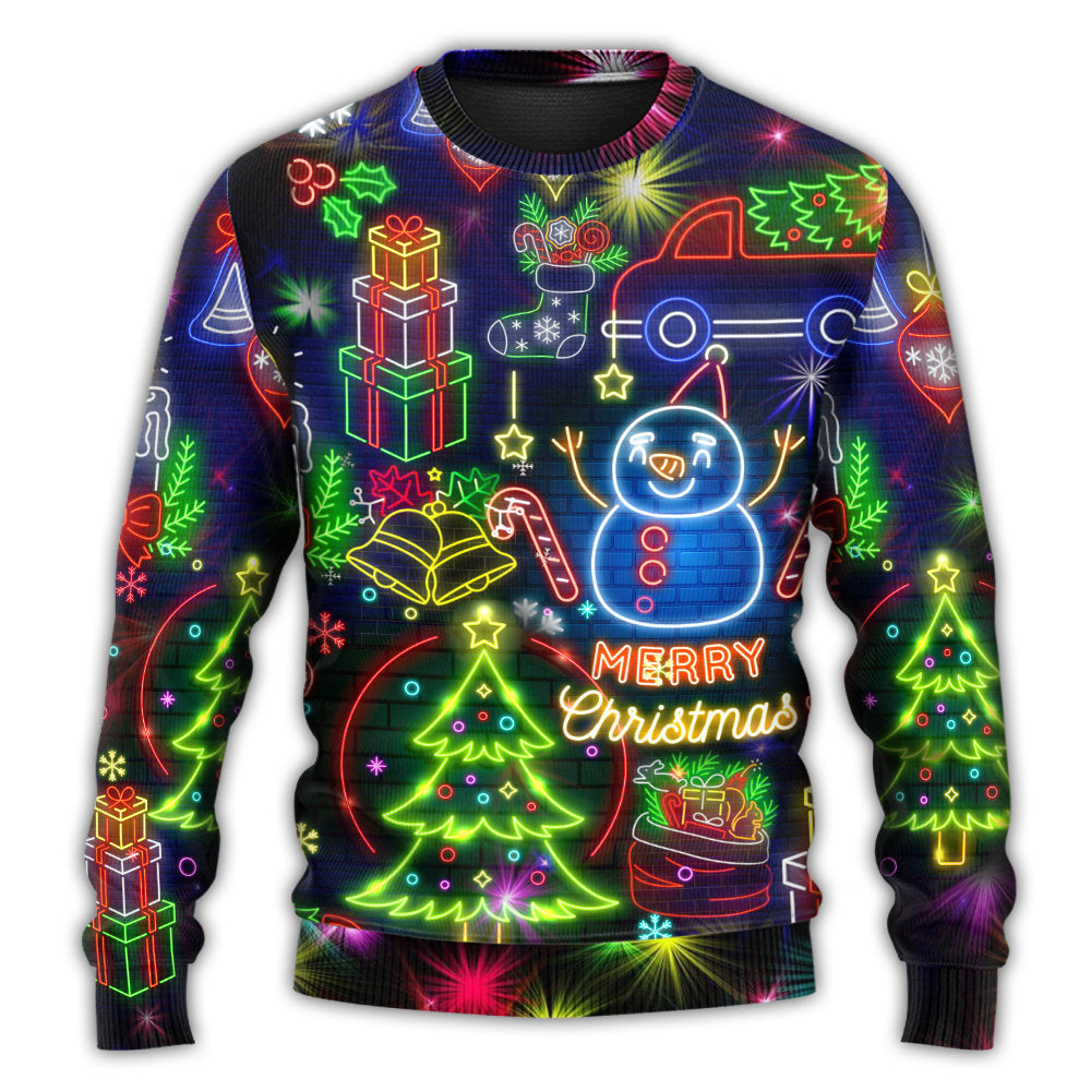 Christmas Bright Neon Lighting Art – Sweater - Ugly Christmas Sweater