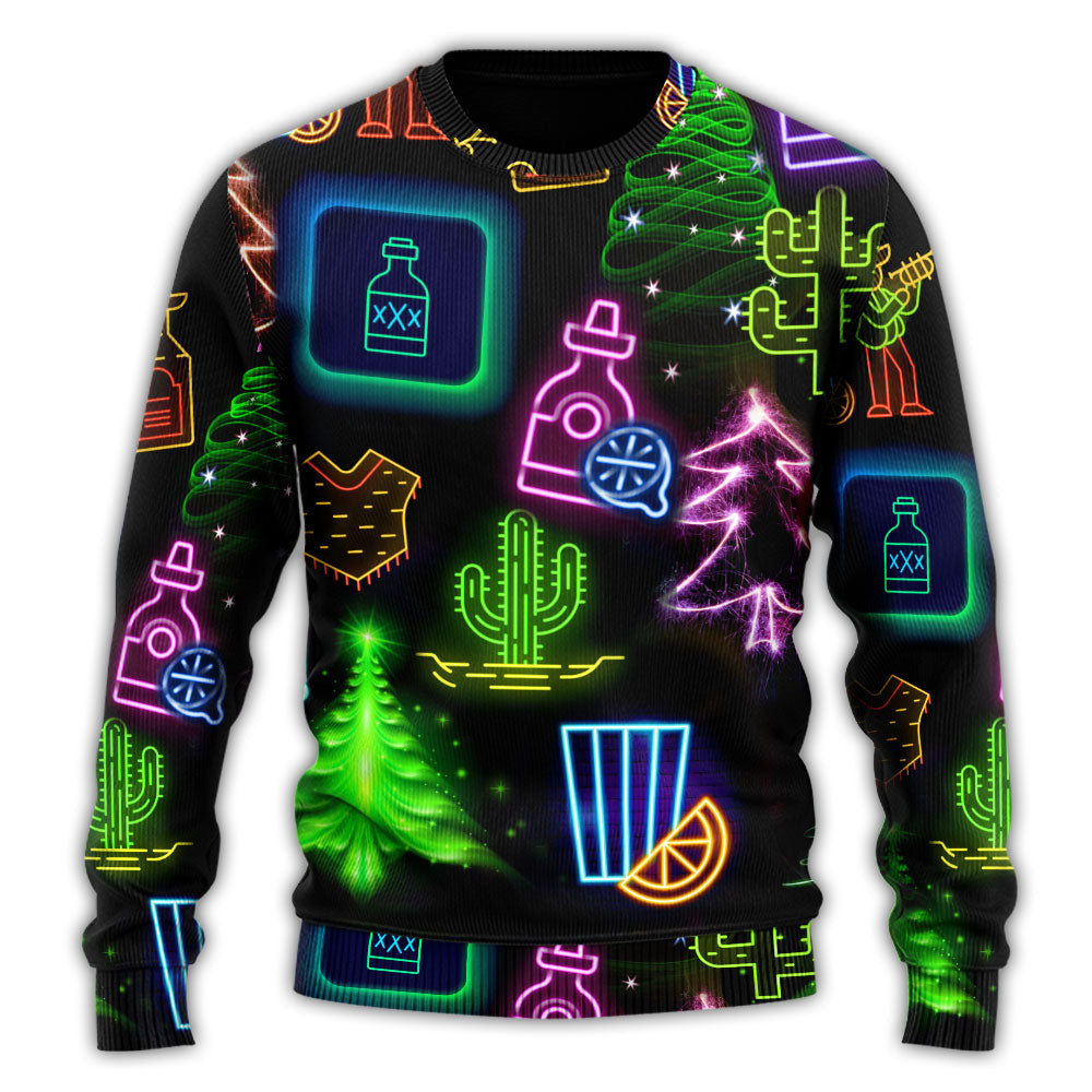 Christmas Neon Drink Art Style – Sweater - Ugly Christmas Sweater
