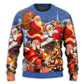 Christmas Santa Up On Rooftop Art Style – Sweater - Ugly Christmas Sweater