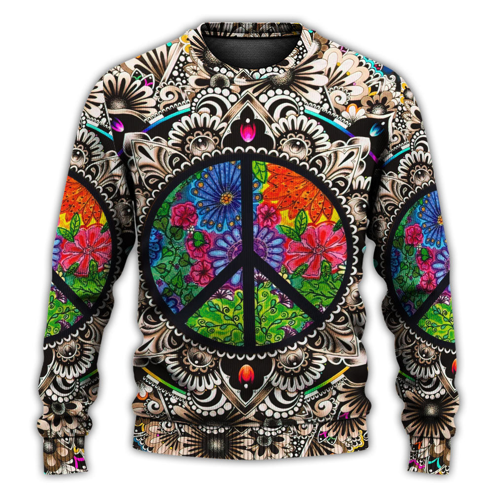Hippie Peace Sign Galaxy Art – Sweater - Ugly Christmas Sweater