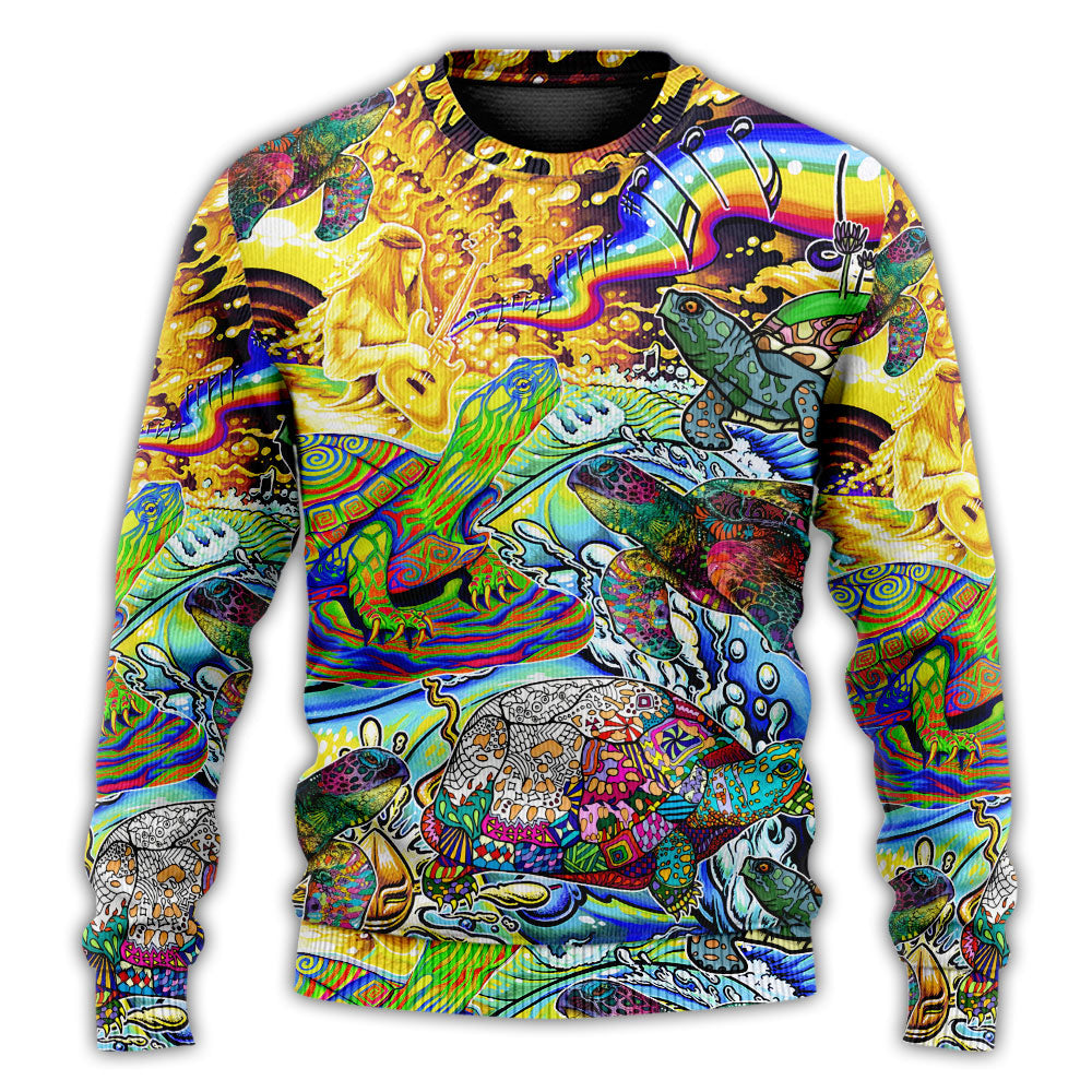 Hippie Turtle Colorful Peace Art – Sweater - Ugly Christmas Sweater