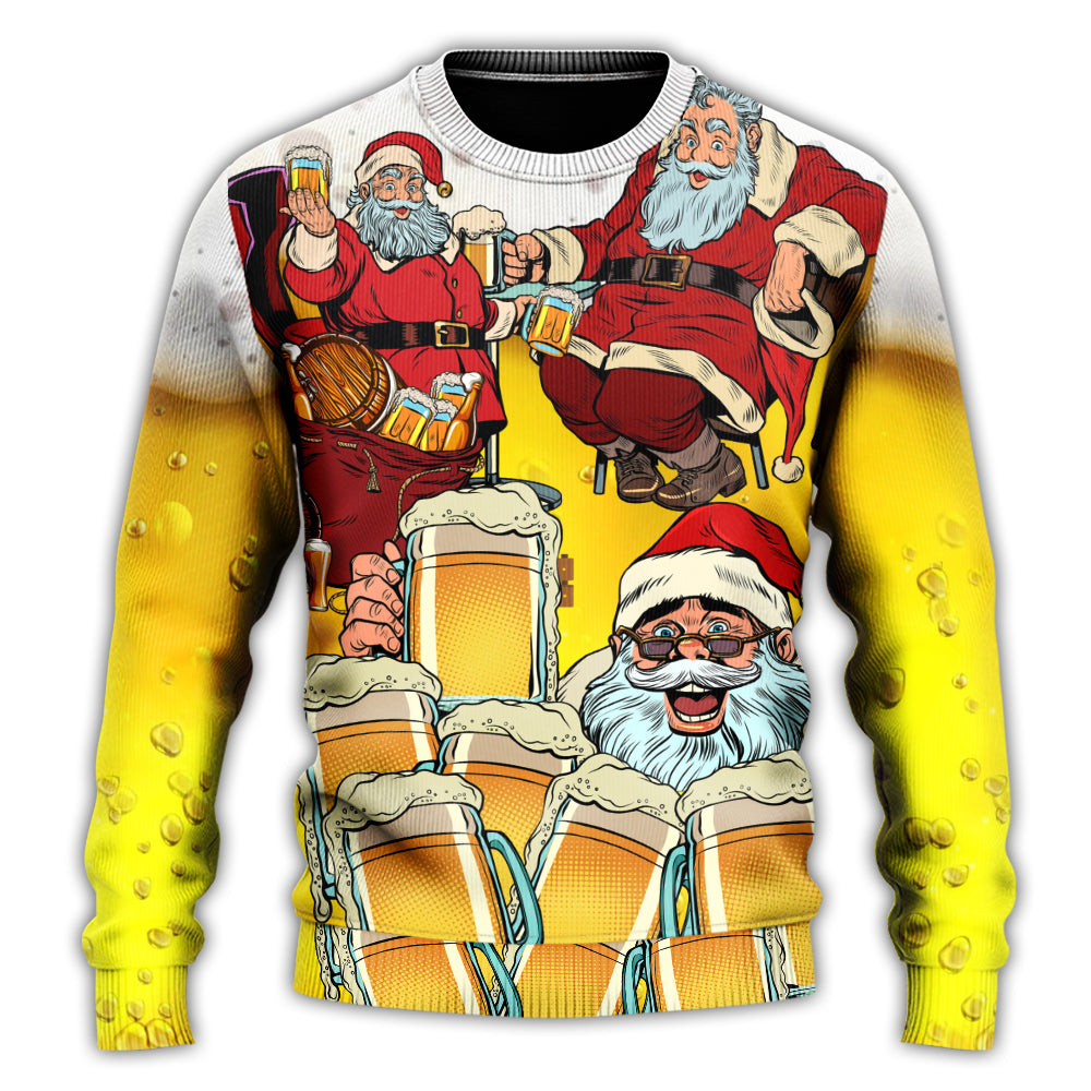 Christmas Santa Loves Holiday Drinks – Sweater - Ugly Christmas Sweater