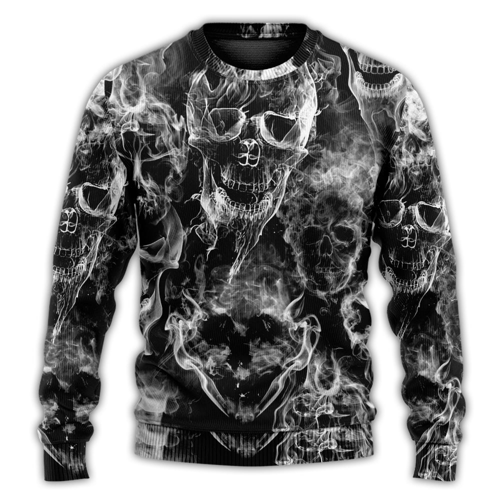 Skull Smoke Dark Fantasy Art – Sweater - Ugly Christmas Sweater