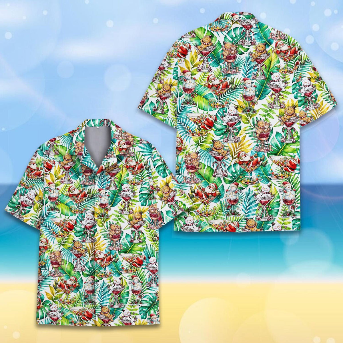 Tropical Christmas Santa Snowman Gingerbread Cocktail – Hawaiian Shirt