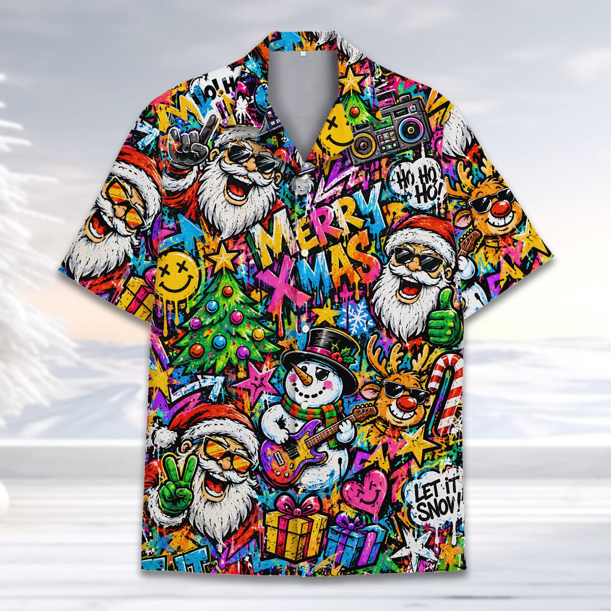 Graffiti Santa Snowman Reindeer Christmas – Hawaiian Shirt