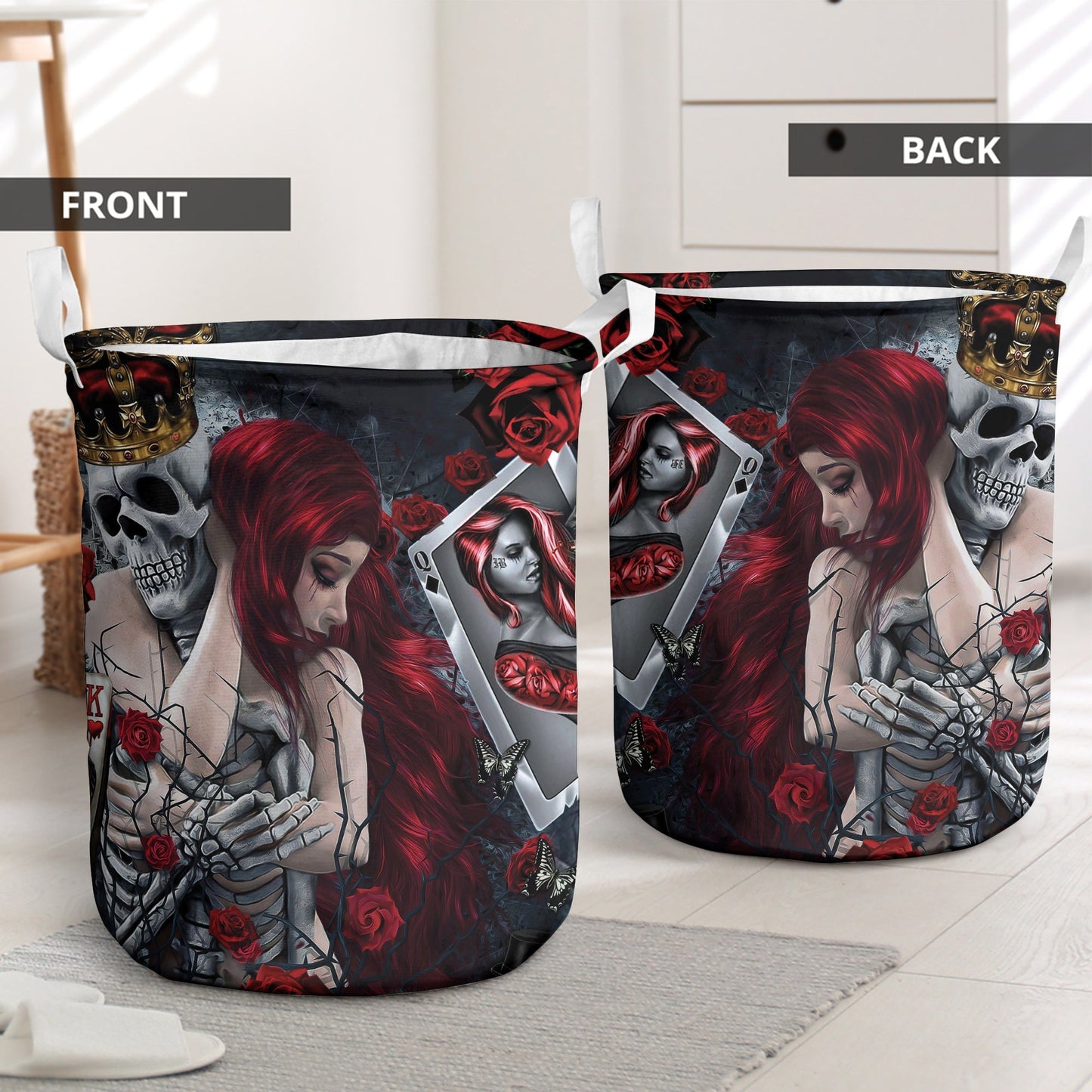 Skull Love Is Life Rose - Laundry Basket - Owls Matrix LTD
