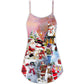Santa And Snowman Snow Village – Women's Summer Sleeveless V-Neck Camisole Dress
