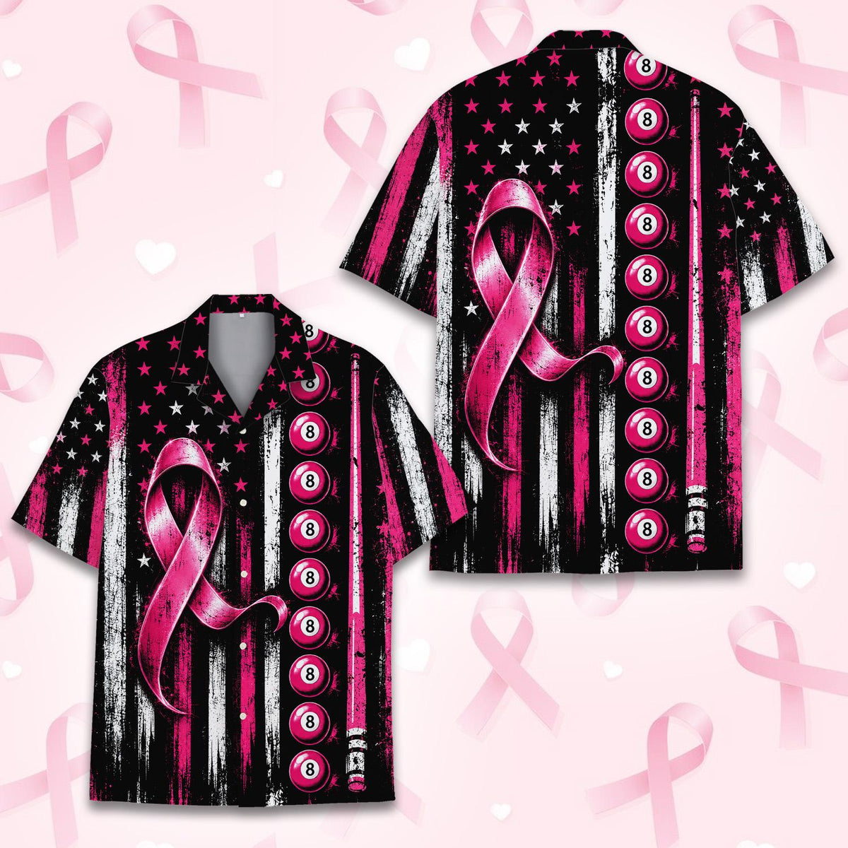 Pink Ribbon Billiards Breast Cancer Awareness 8 Ball – Hawaiian Shirt
