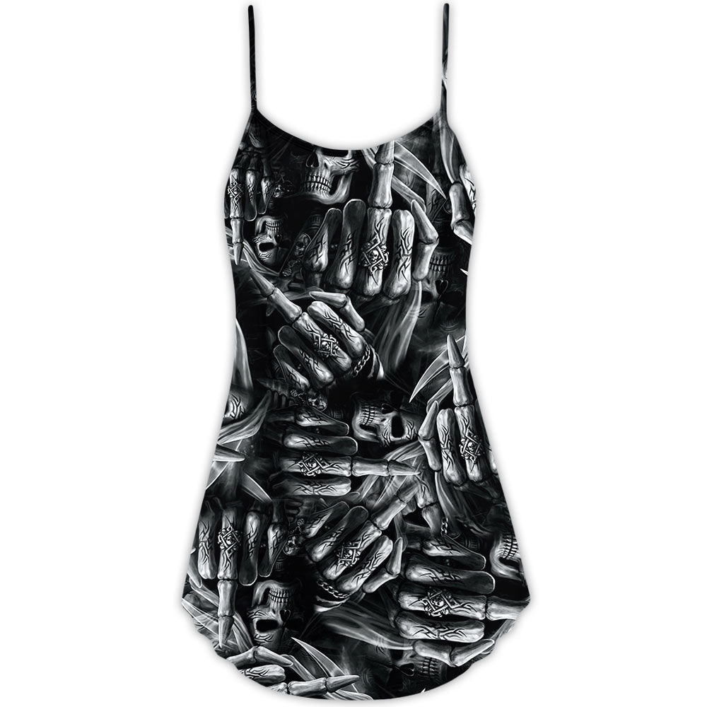 Skull Life And Death Quote – Women's Summer Sleeveless V-Neck Camisole Dress