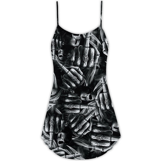Skull Life And Death Quote – Women's Summer Sleeveless V-Neck Camisole Dress
