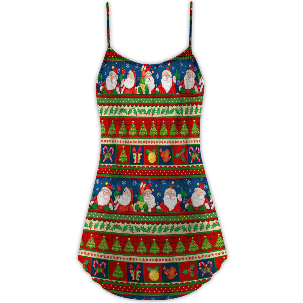 Christmas Santa Happy Xmas – Women's Summer Sleeveless V-Neck Camisole Dress