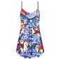 Santa Riding Unicorn Rainbow Night – Women's Summer Sleeveless V-Neck Camisole Dress