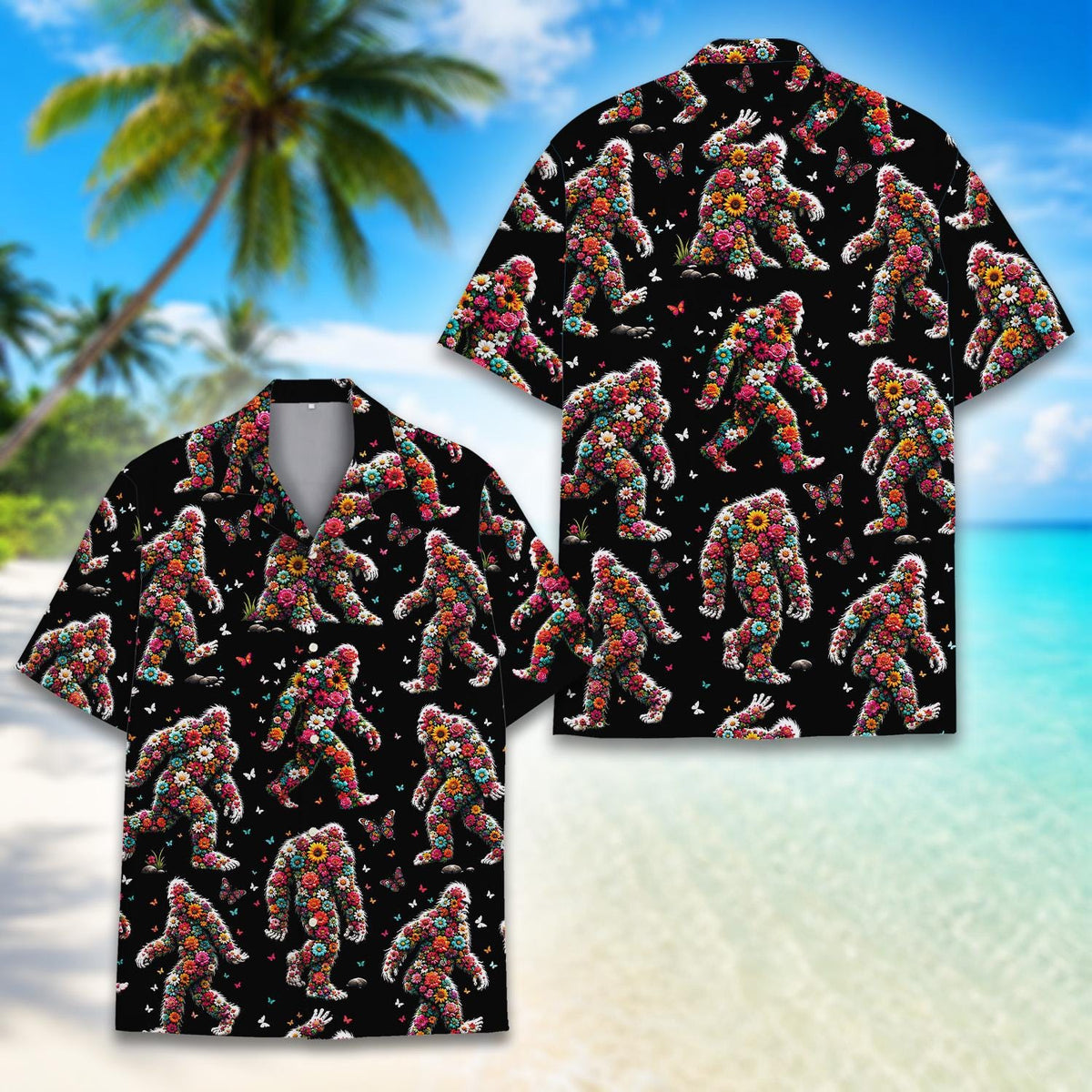Floral Bigfoot Sasquatch Summer Beach – Hawaiian Shirt