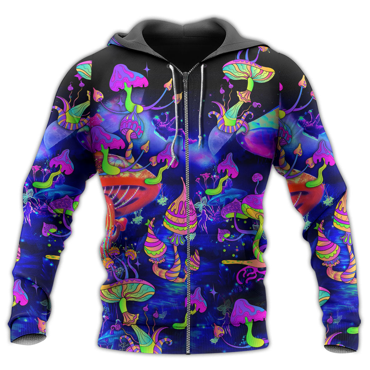 Neon Mushroom Galaxy Art - 3D Hoodie