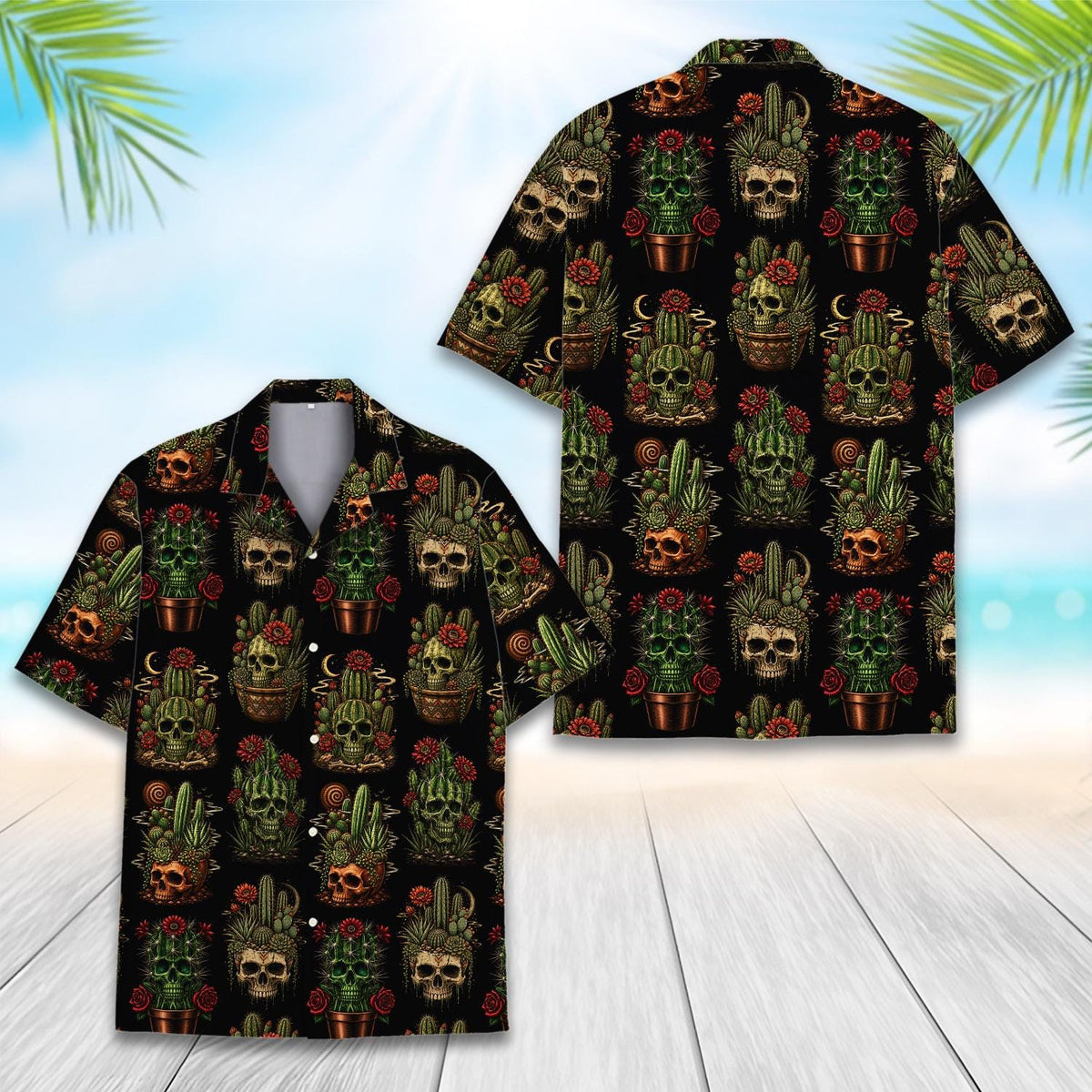 Gothic Cactus Skull Desert Succulent Floral – Hawaiian Shirt