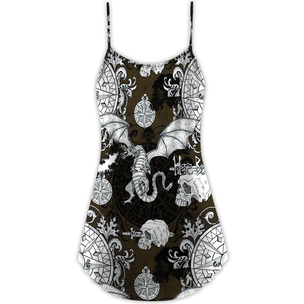Gothic Dragon With Skull Wings – Women's Summer Sleeveless V-Neck Camisole Dress