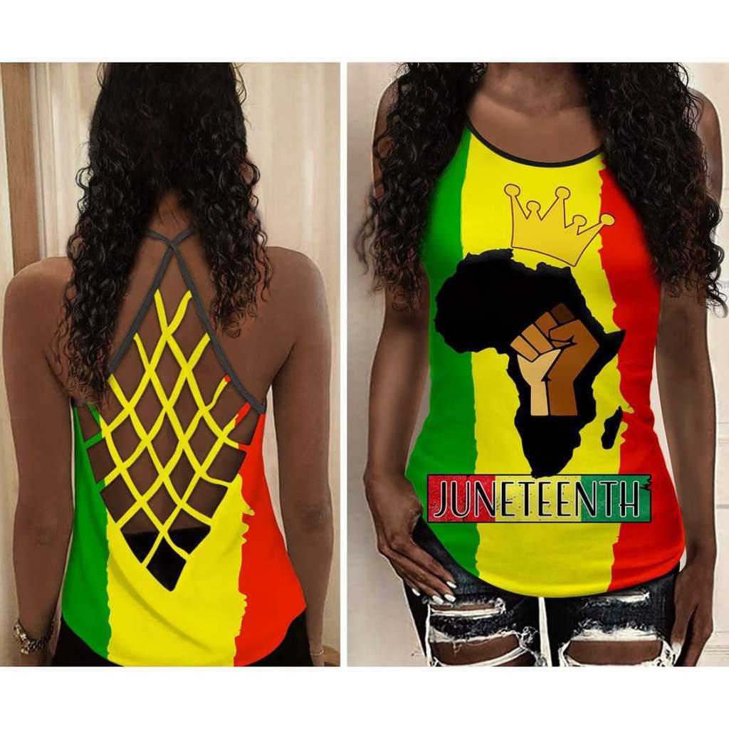 Black Woman Love Peace Rasta Colors Edition – Hollow Tank Top