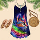 Cats Dark Color Love – Women's Summer Sleeveless V-Neck Camisole Dress
