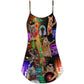Rocker Cat Lovely Style – Women's Summer Sleeveless V-Neck Camisole Dress