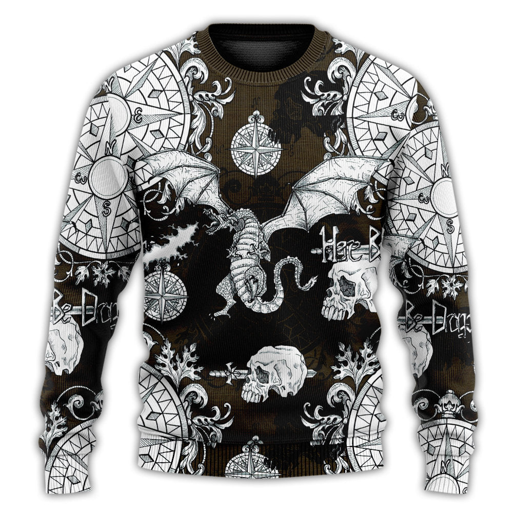 Flying Dragon Skull Gothic Art – Sweater - Ugly Christmas Sweater