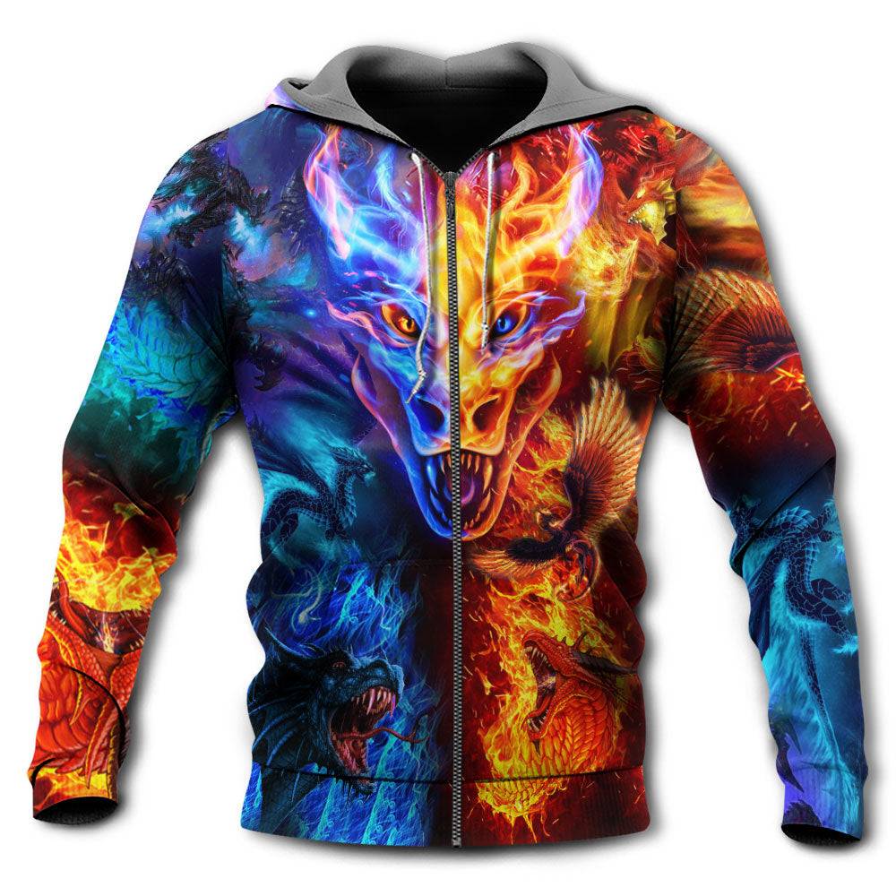 Dragon Fire And Water Power - 3D Hoodie